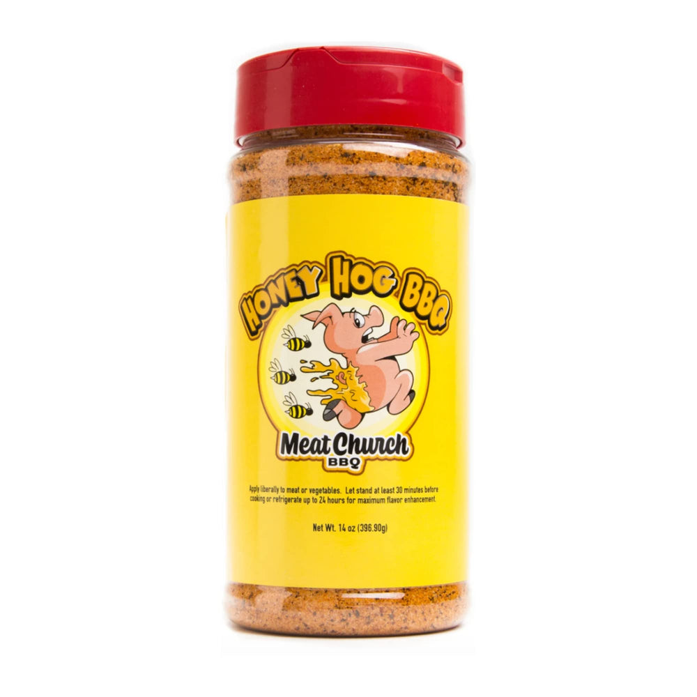 Meat Church Fab 5 rub bottle closeup emphasizing bold savory options for cooking.