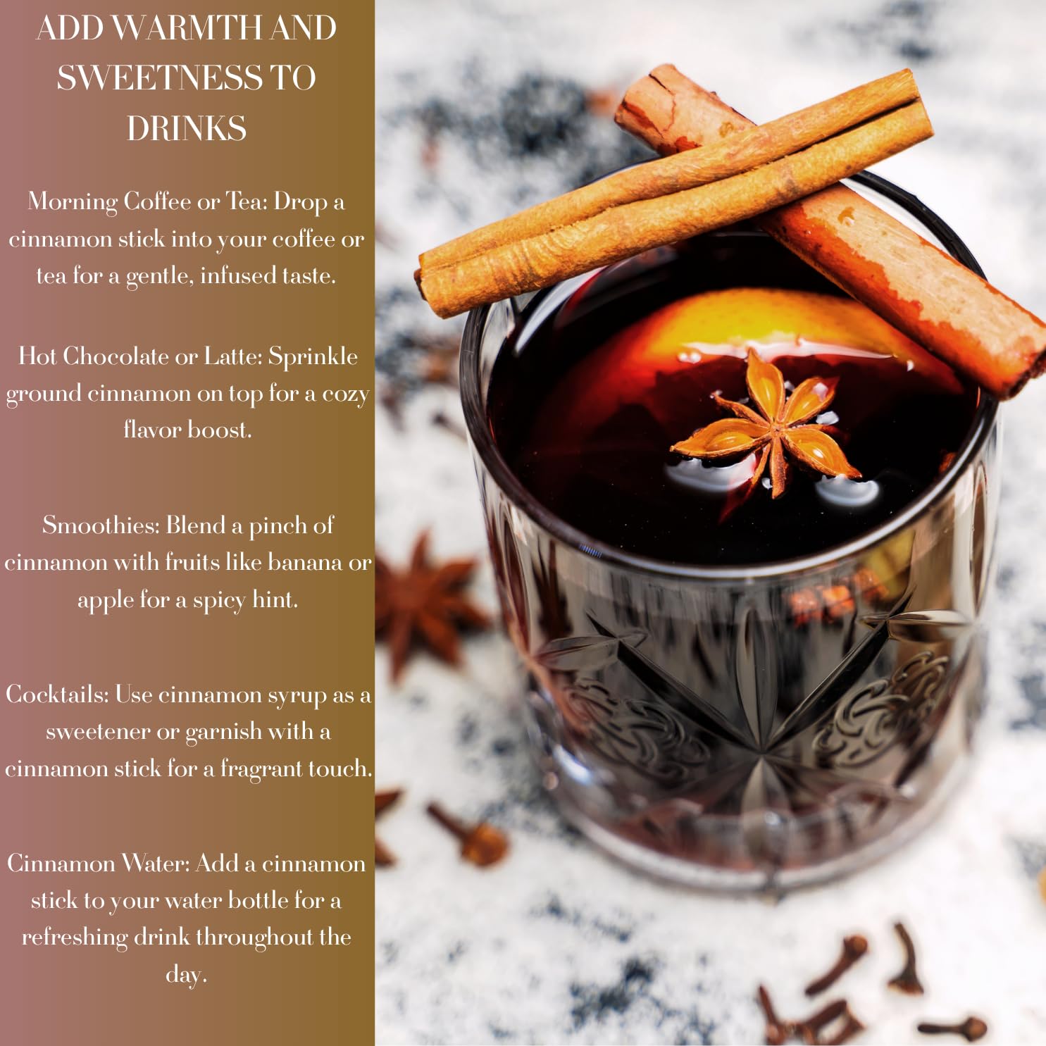 Mecca Foods Ceylon cinnamon sticks steeped in tea for aromatic infusion
