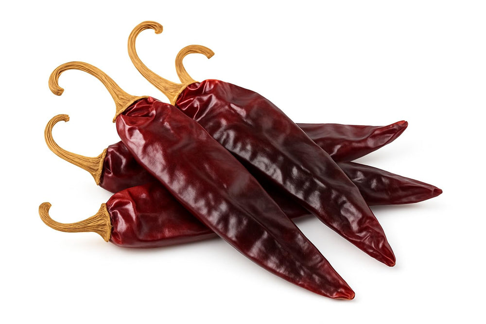 Dried guajillo chiles in a bowl ready to use.
