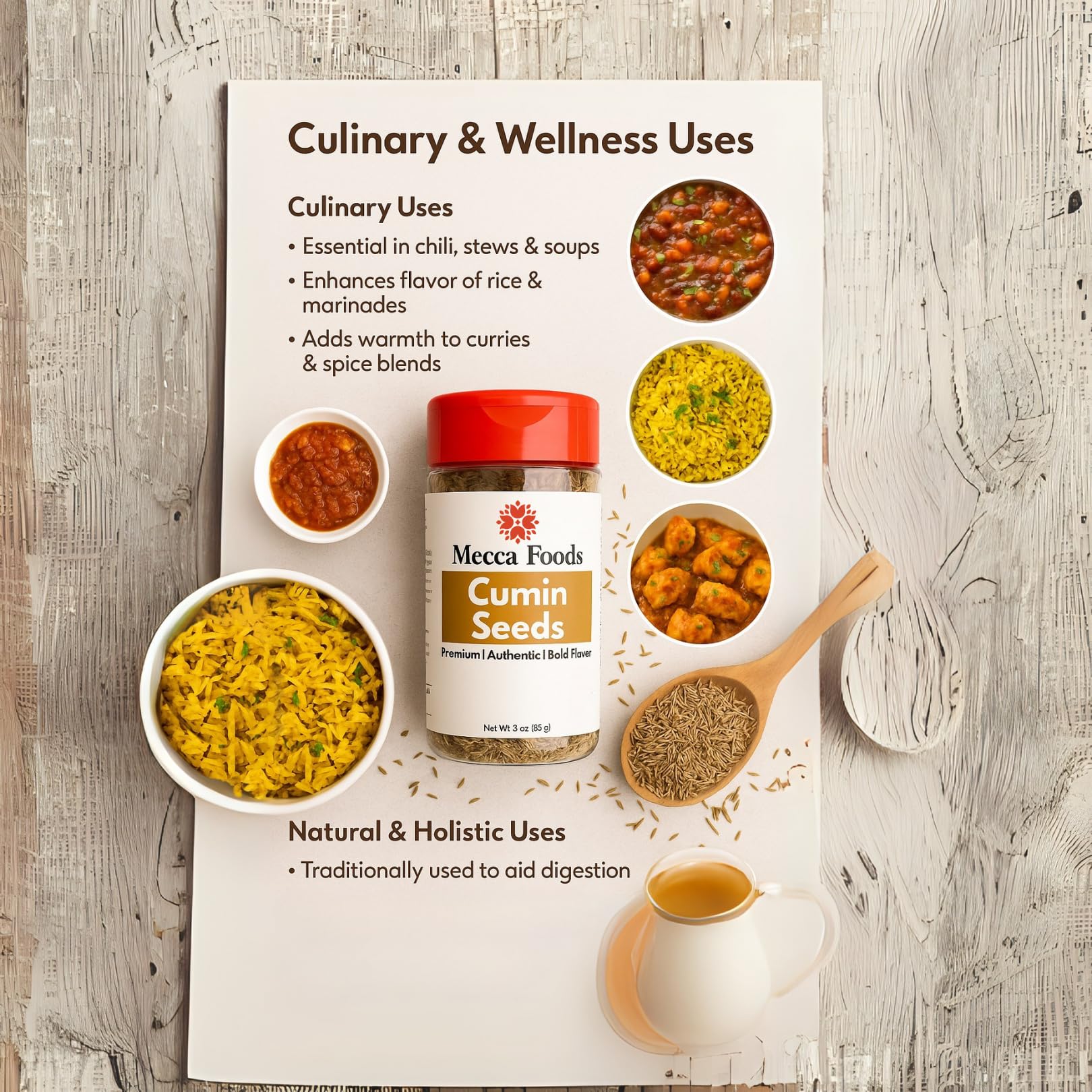 Mecca Foods cumin seeds in a bowl ready to season