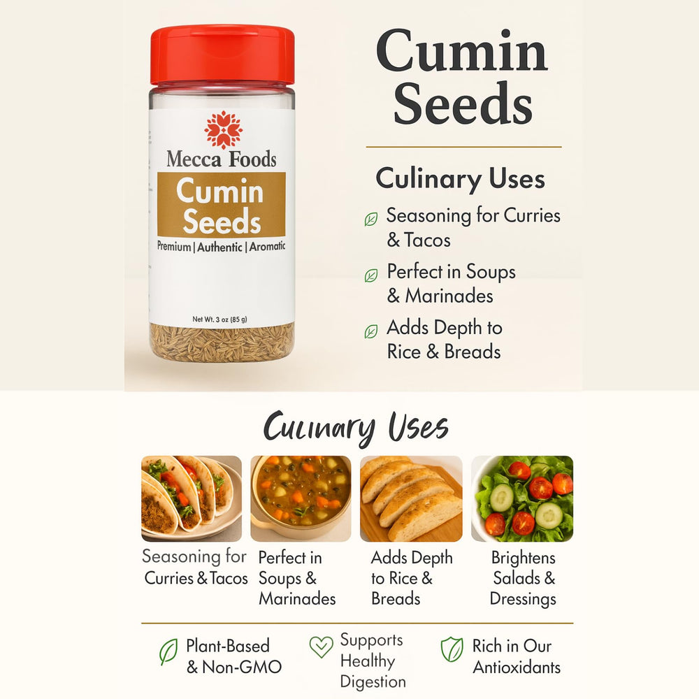 Mecca Foods cumin seeds on spice rack for daily seasoning