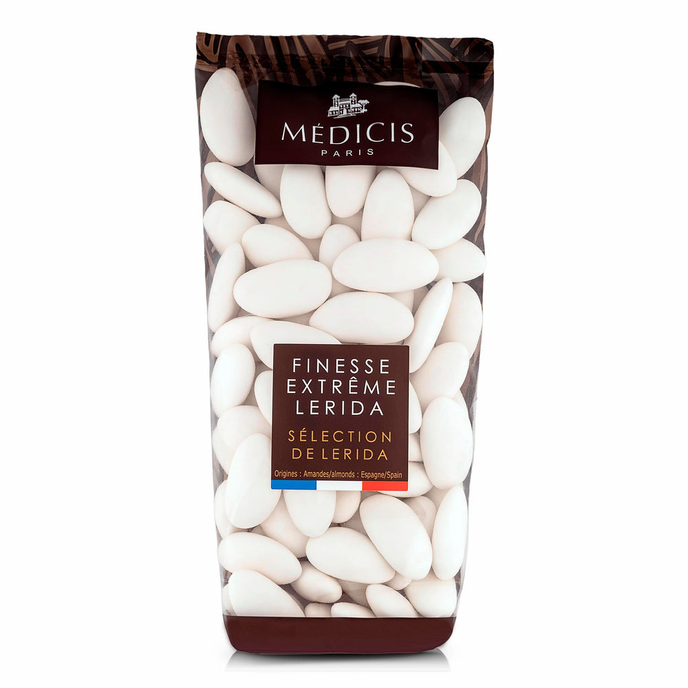 Medicis premium candied almond dragees bag closeup for elegant party favors