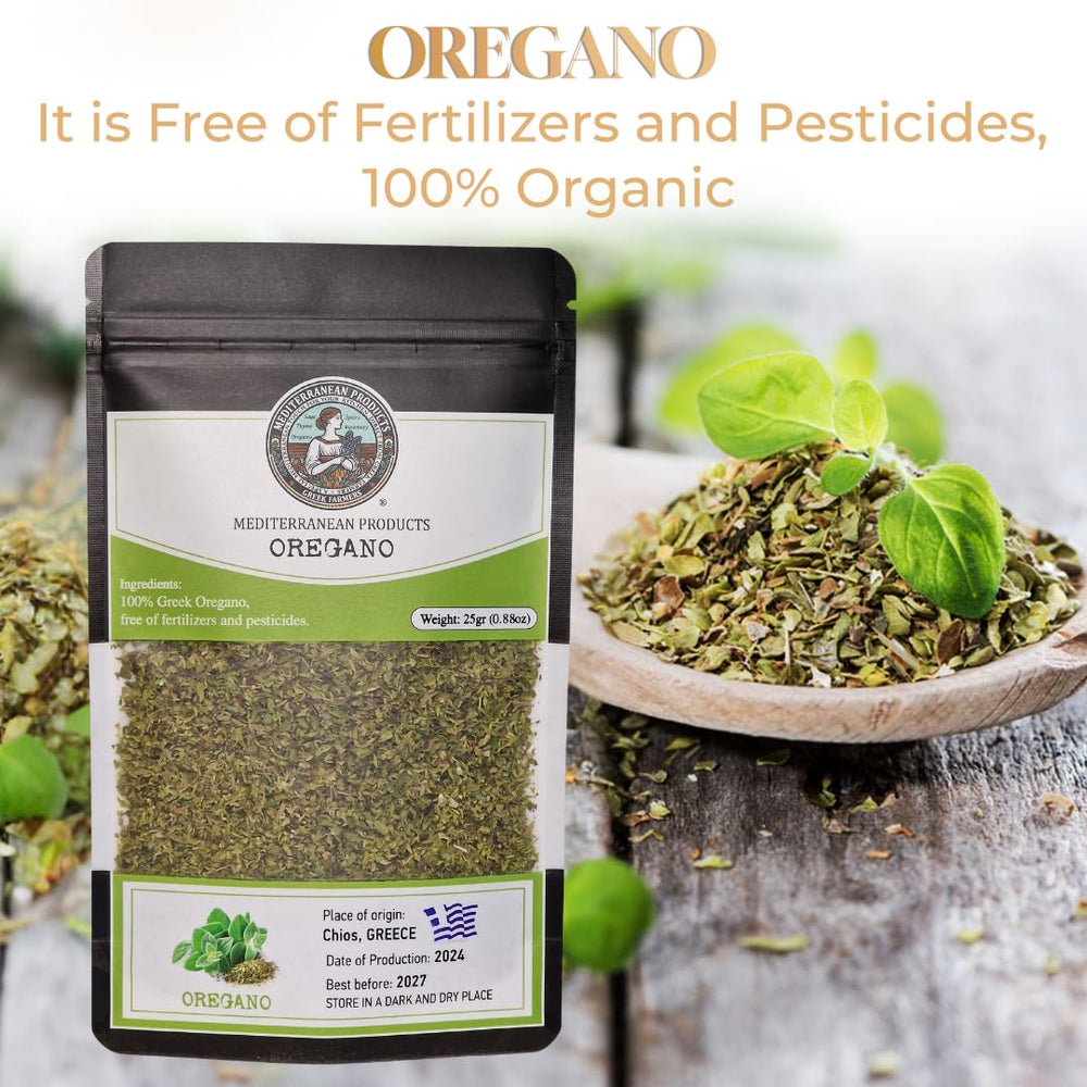 Mediterranea Greek Oregano dusting on wood-fired pizza highlighting peppery notes