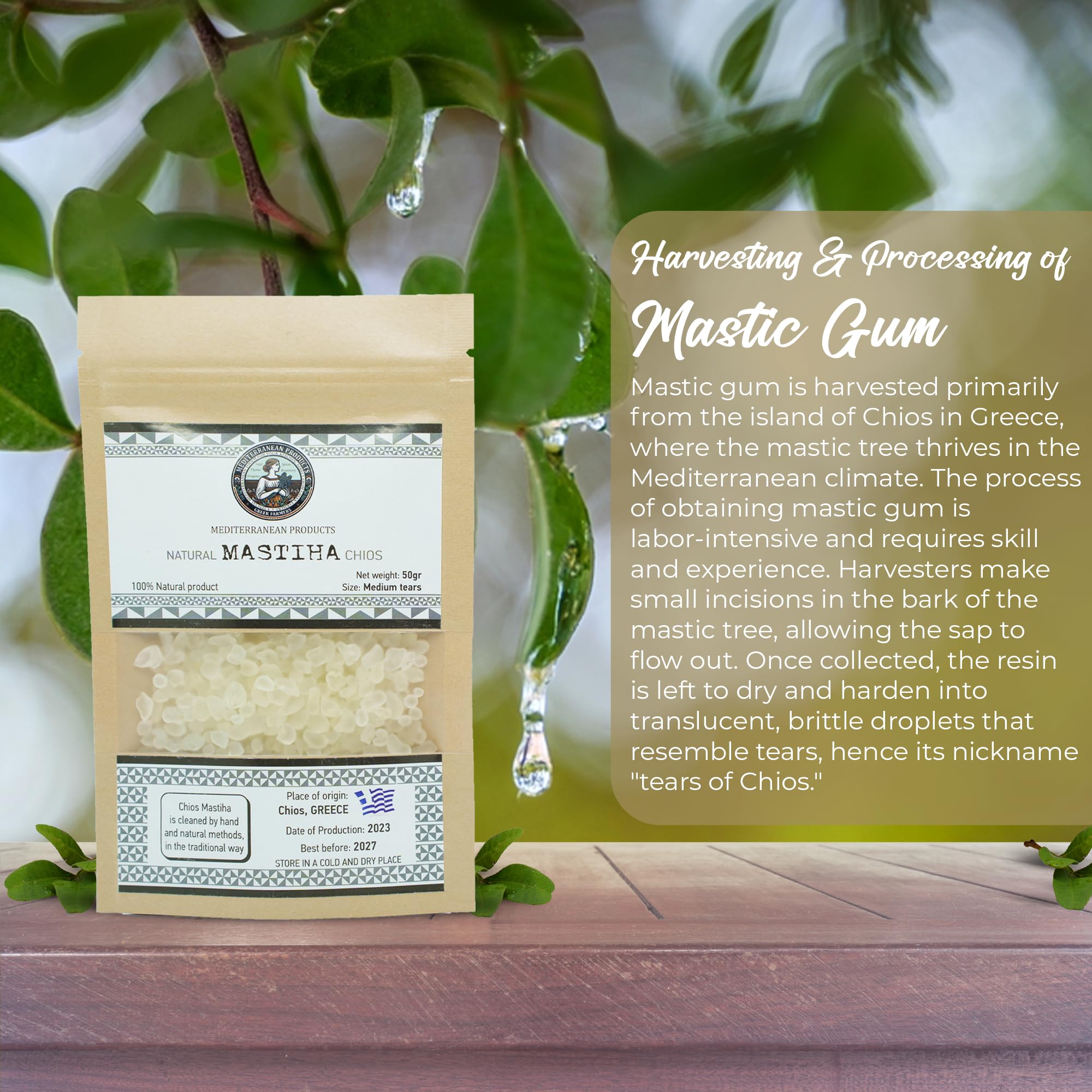 Mediterranean Products Greek Farmers Mastiha Chios resin gum for daily chewing