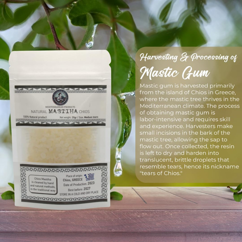 Mediterranean Products Greek Farmers Mastiha Tears bottle in travel pouch