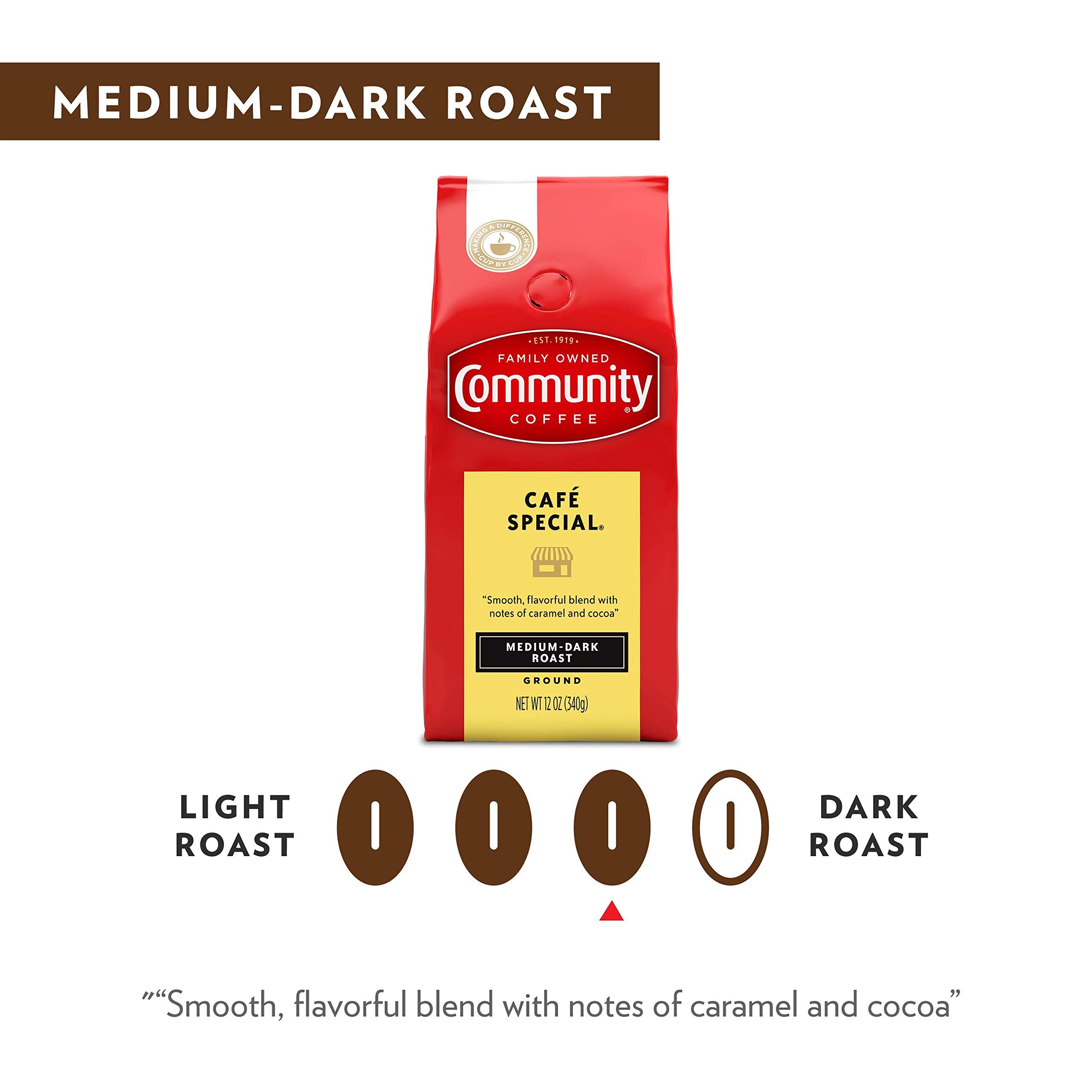 Medium-dark roast reveals caramel and cocoa for a smooth cup.