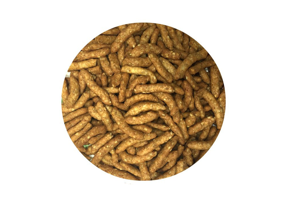 Medley Hills Farm crisp golden-baked narrow sesame sticks offer even texture in every bite.