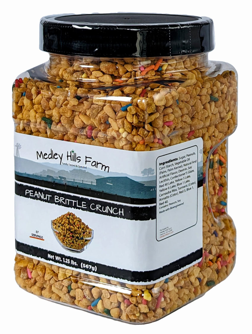 Medley Hills Farm peanut brittle crunch sprinkled over fruit and shakes.