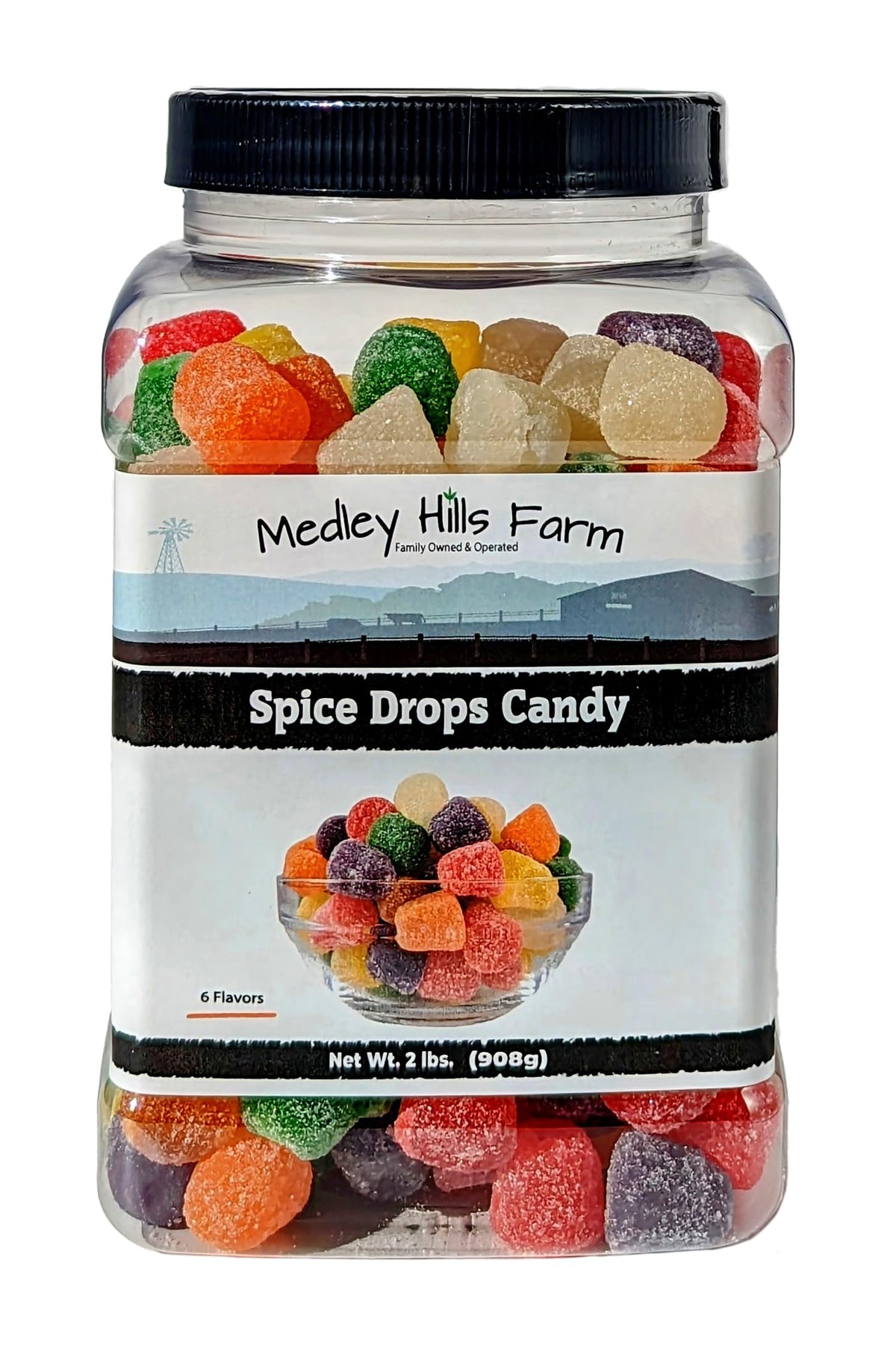 Medley Hills Farm Spice Drops bottle close-up, perfect for gifting and snacking.