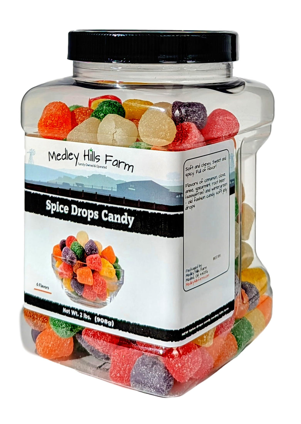 Medley Hills Farm Spice Drops decorate a cake, adding warm flavor accents.