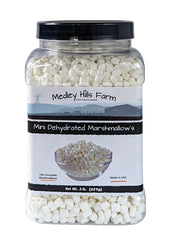 Medley Hills Farm vanilla mini dehydrated marshmallows container for easy storage and topping versatility