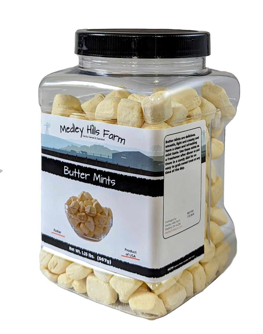 Medley Hills Farm yellow butter mints close-up—creamy texture and mellow mint flavor.