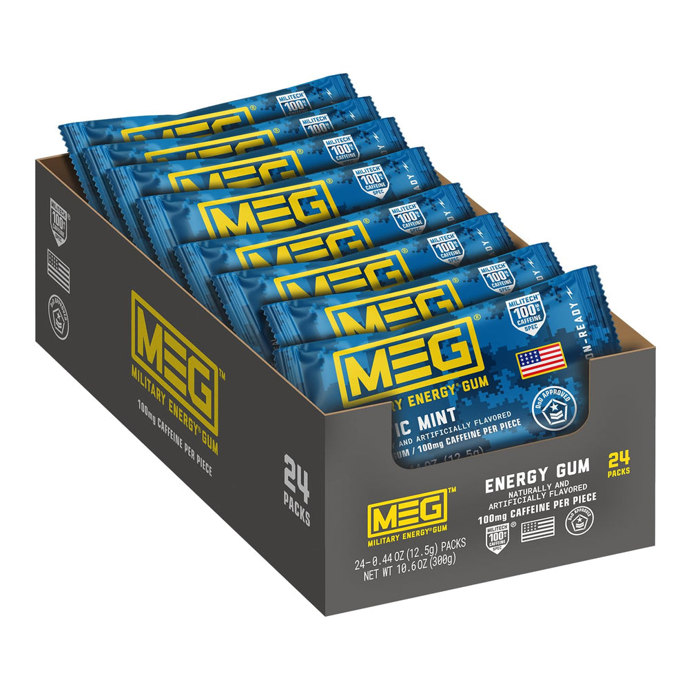 MEG Arctic Mint pack front for on-the-go energy boost during workouts.