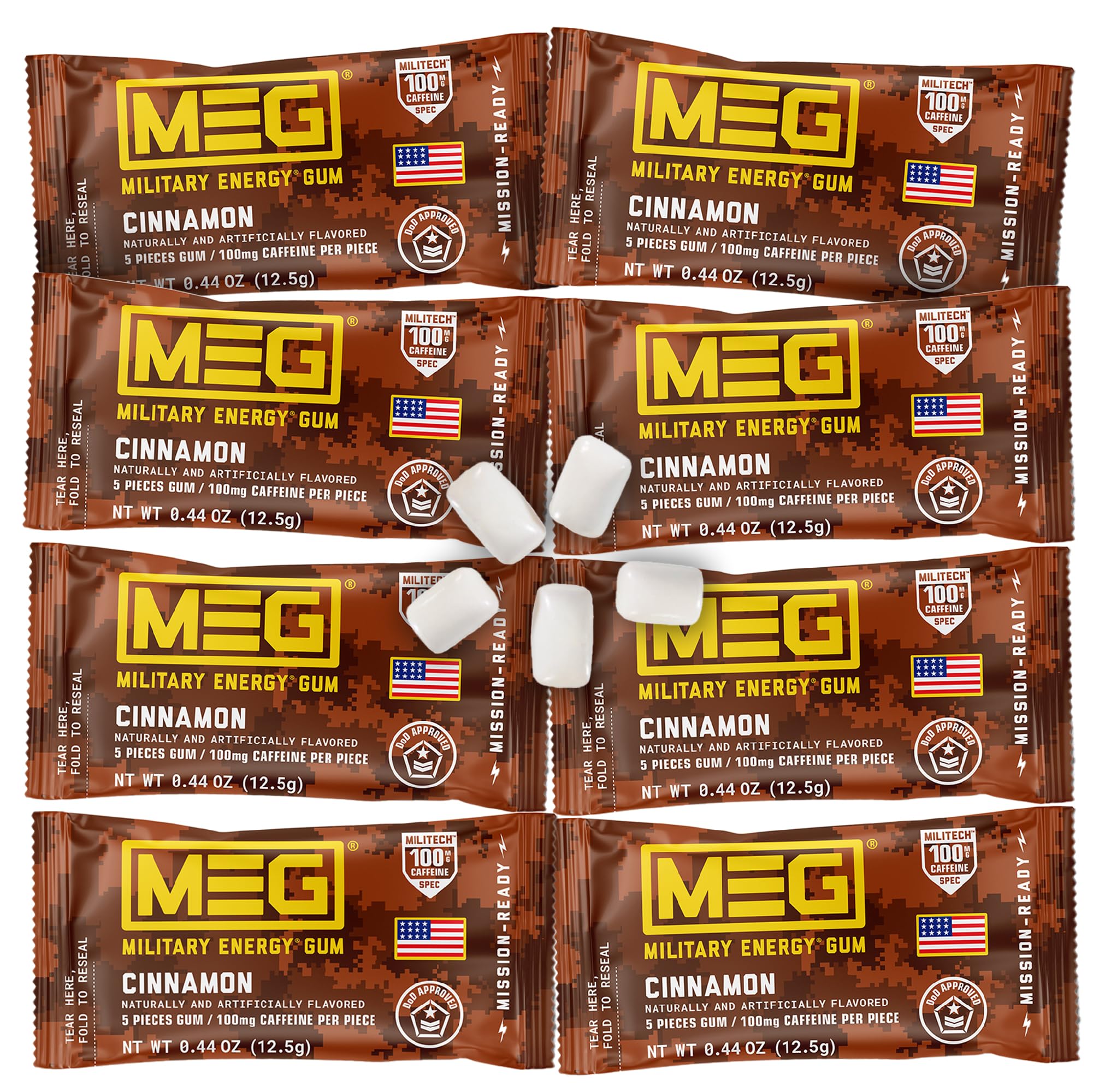 MEG Military Energy Gum pack ready for a quick caffeine boost on the go