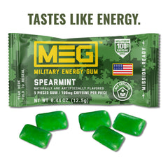 Close-up of a MEG gum piece showing fast oral absorption.