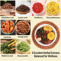 Meideal chrysanthemum-cassia-seed tea highlights floral-earthy notes in every brew.