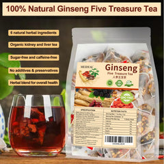Meideal ginseng five treasures tea packaging with label and eco-friendly design for wellness.