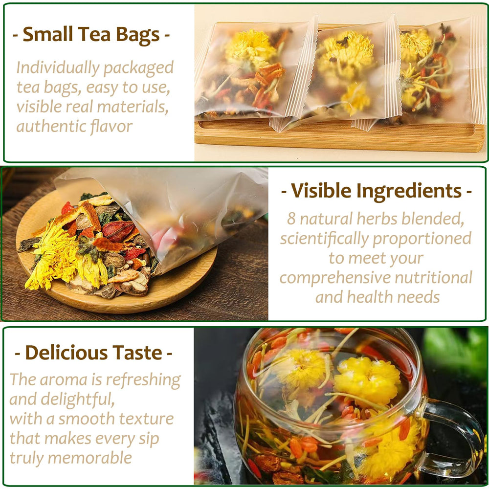 Meideal tea bags packaging emphasizes organic sourcing and clean labeling.