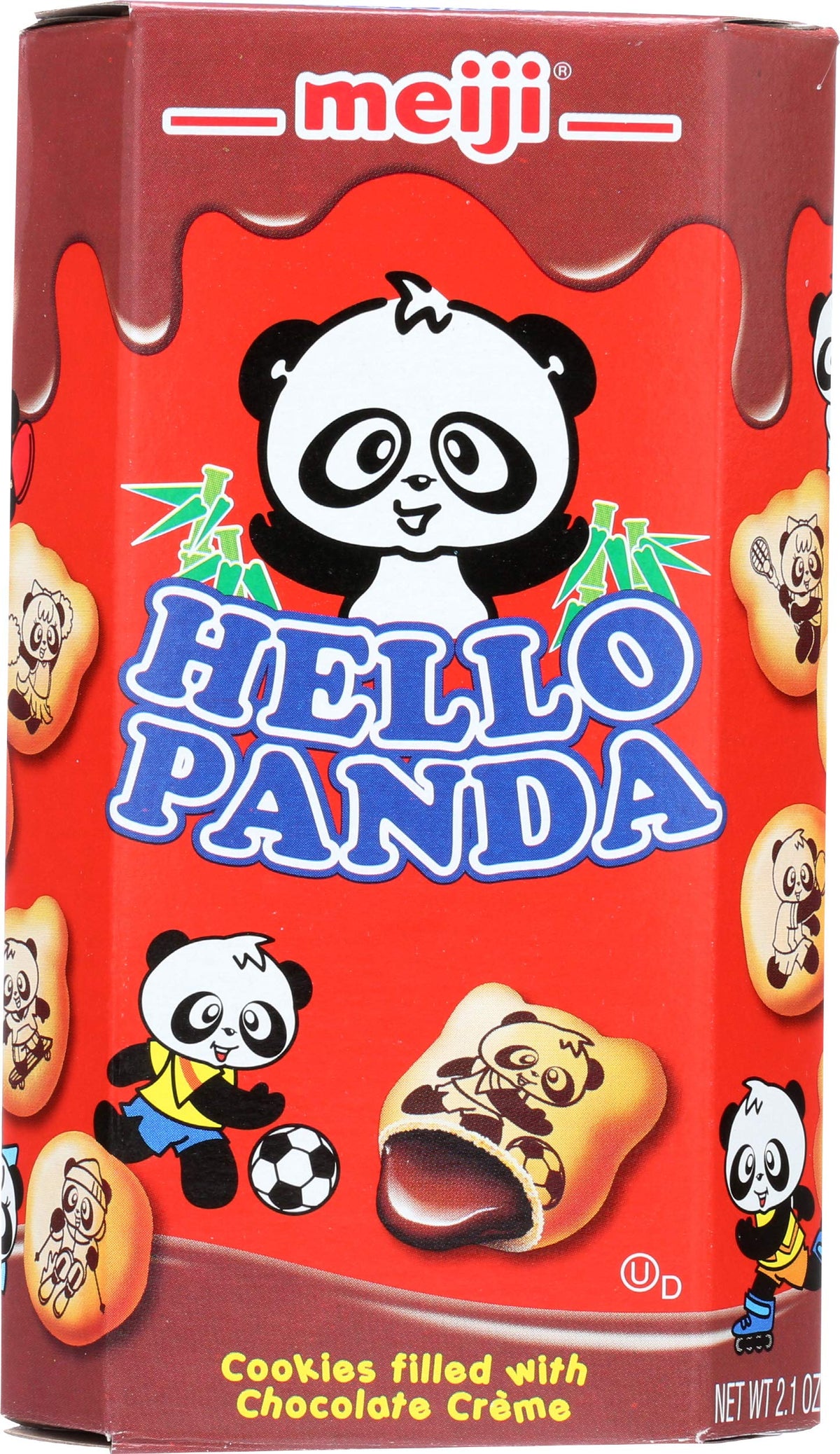 Meiji Hello Panda biscuit with chocolate cream in hero view, ideal for sharing
