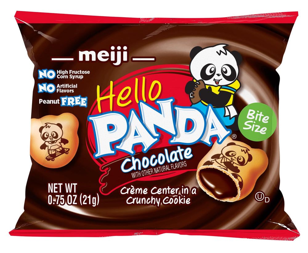Meiji Hello Panda cookies box set showing eight-pack packaging for families