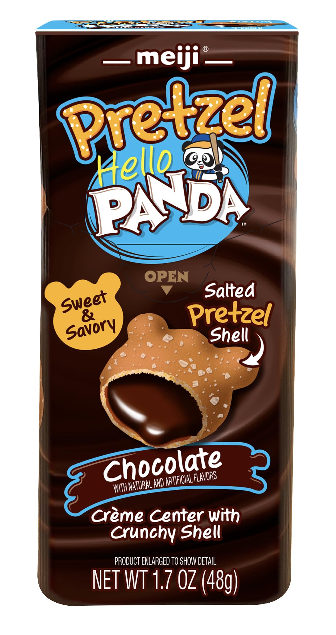 Meiji Hello Panda Pretzel Cookies ten-pack box demonstrates easy sharing and storage.