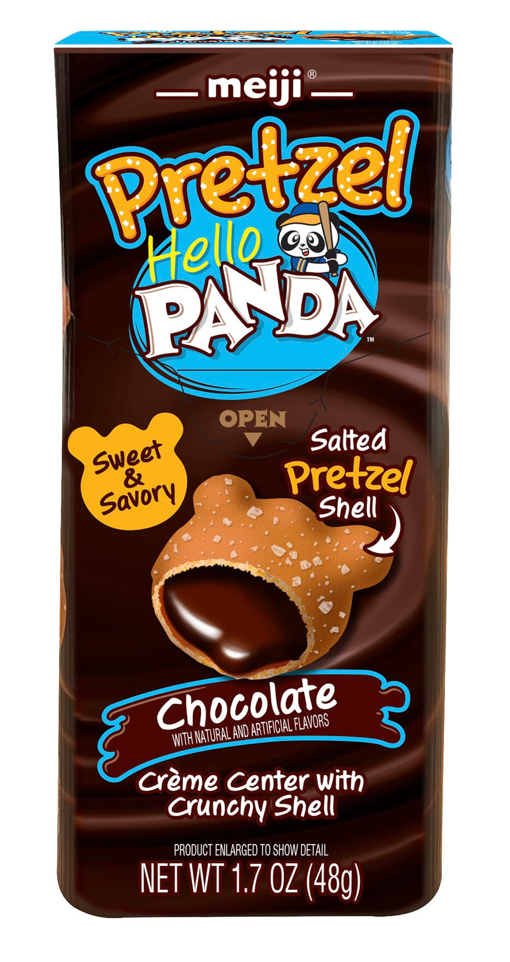 Meiji Hello Panda Pretzel Cookies ten-pack box demonstrates easy sharing and storage.