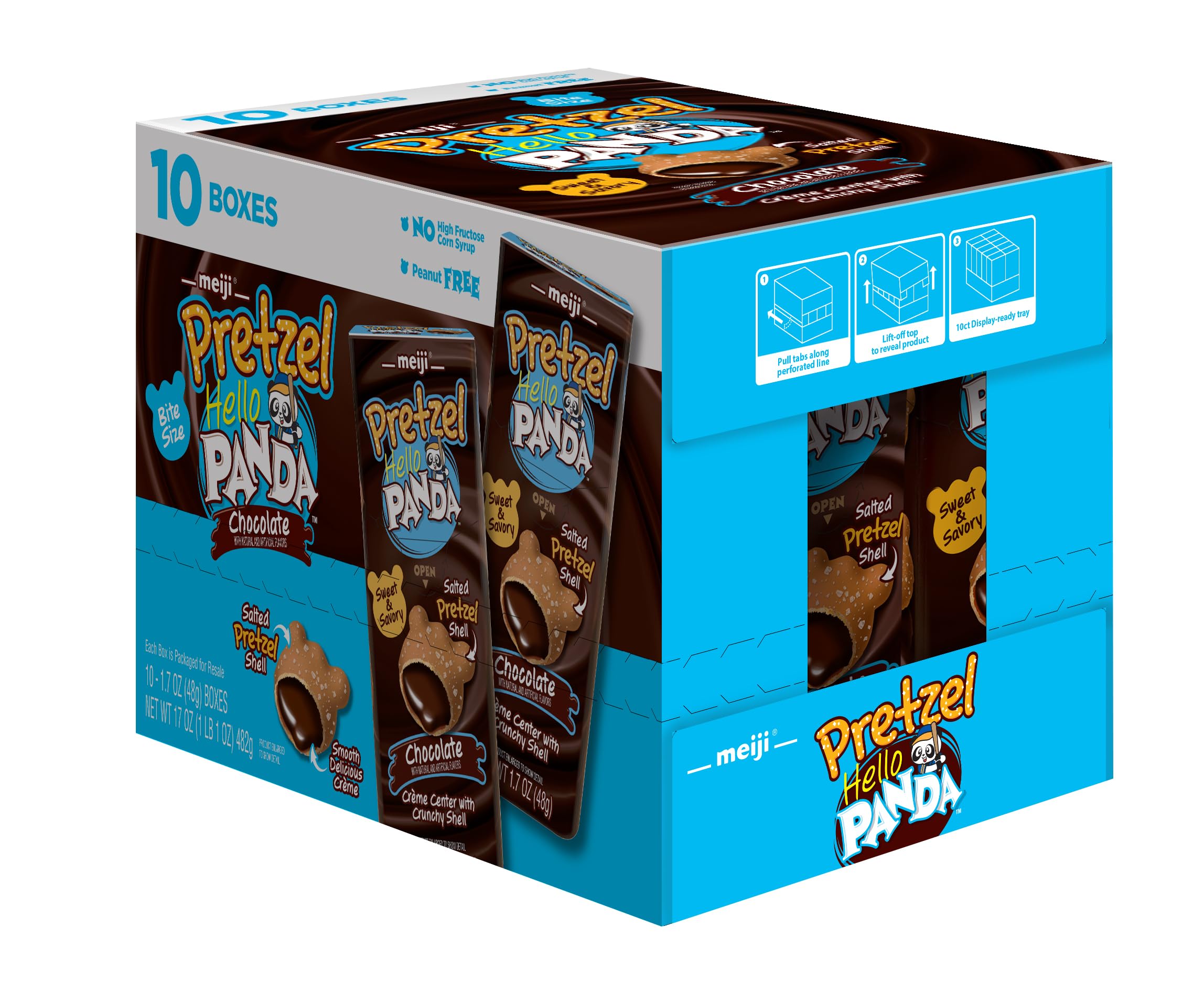 Meiji Hello Panda Pretzel Cookies ready-to-eat as a convenient on-the-go snack.