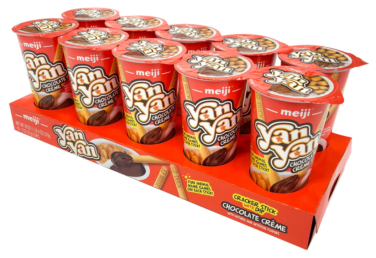 Meiji Yan Yan dipping sticks with chocolate creme cups for a quick treat