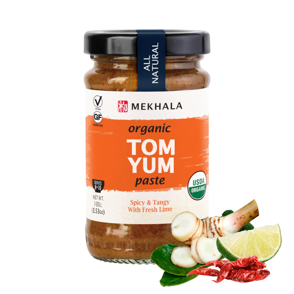 Mekhala Tom Yum paste jar front view for quick, authentic Thai flavors at home