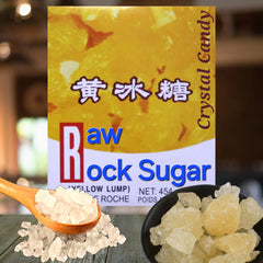 Mekoman Premium Rock Sugar package shown as a versatile sweetener for tea, coffee, and desserts.
