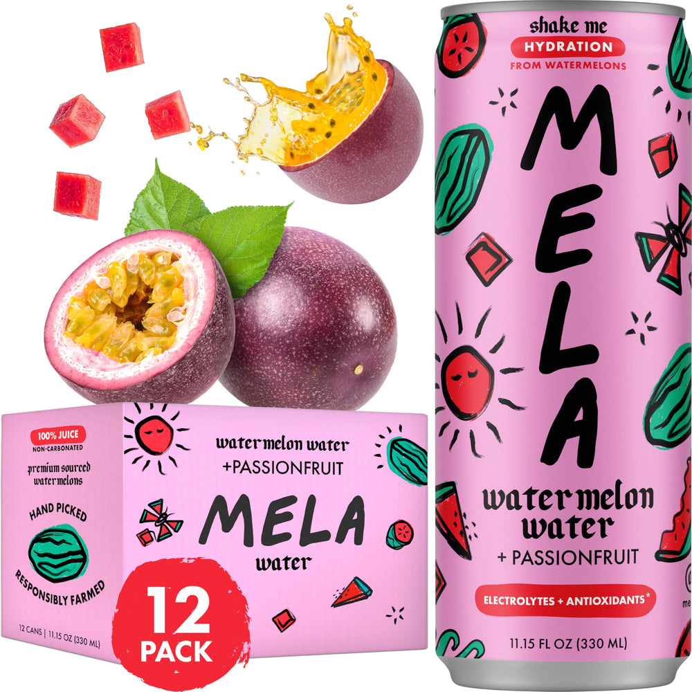 Mela Watermelon Water bottle front view for refreshing hydration on the go.