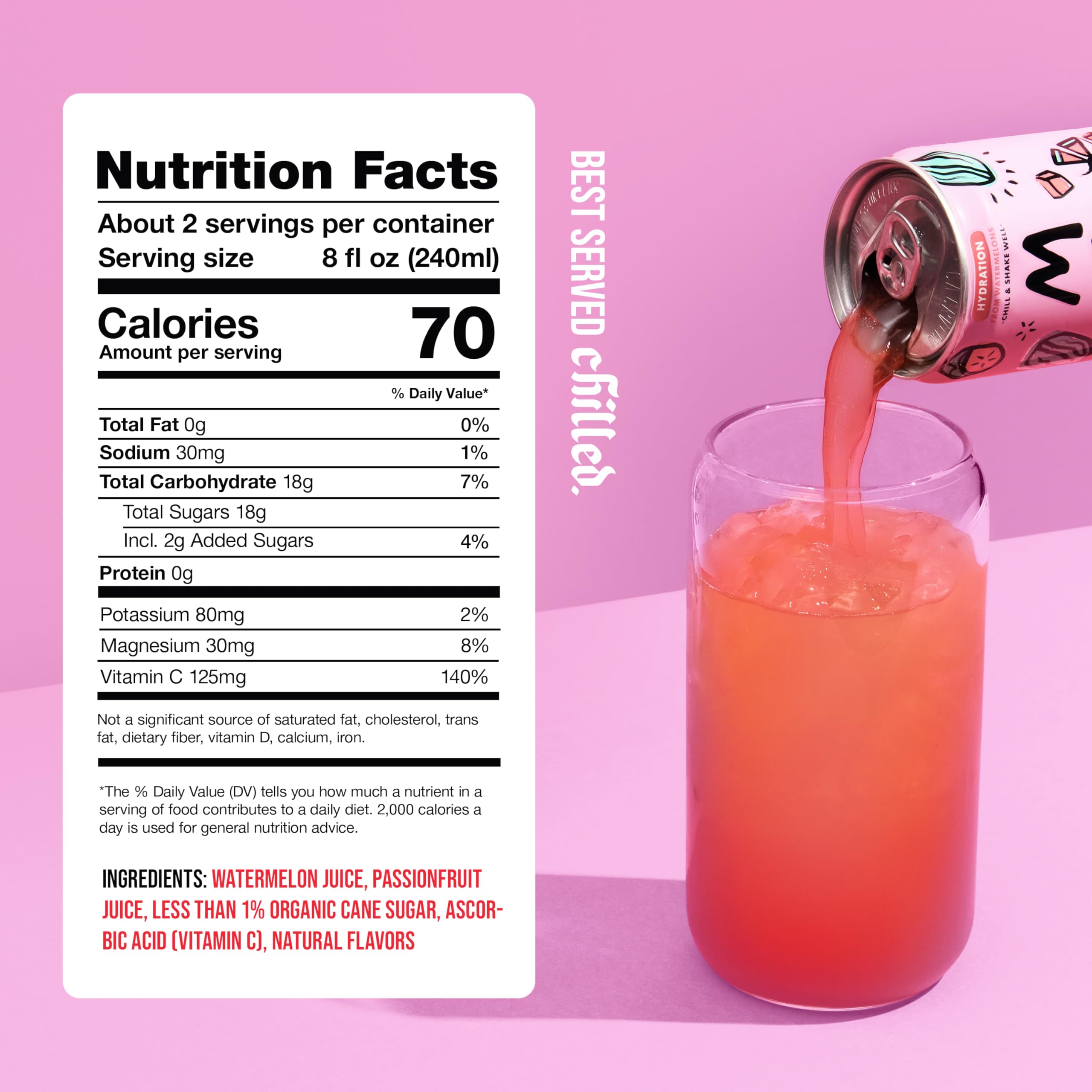 Mela Watermelon Water bottle label highlighting antioxidants and electrolytes for daily hydration