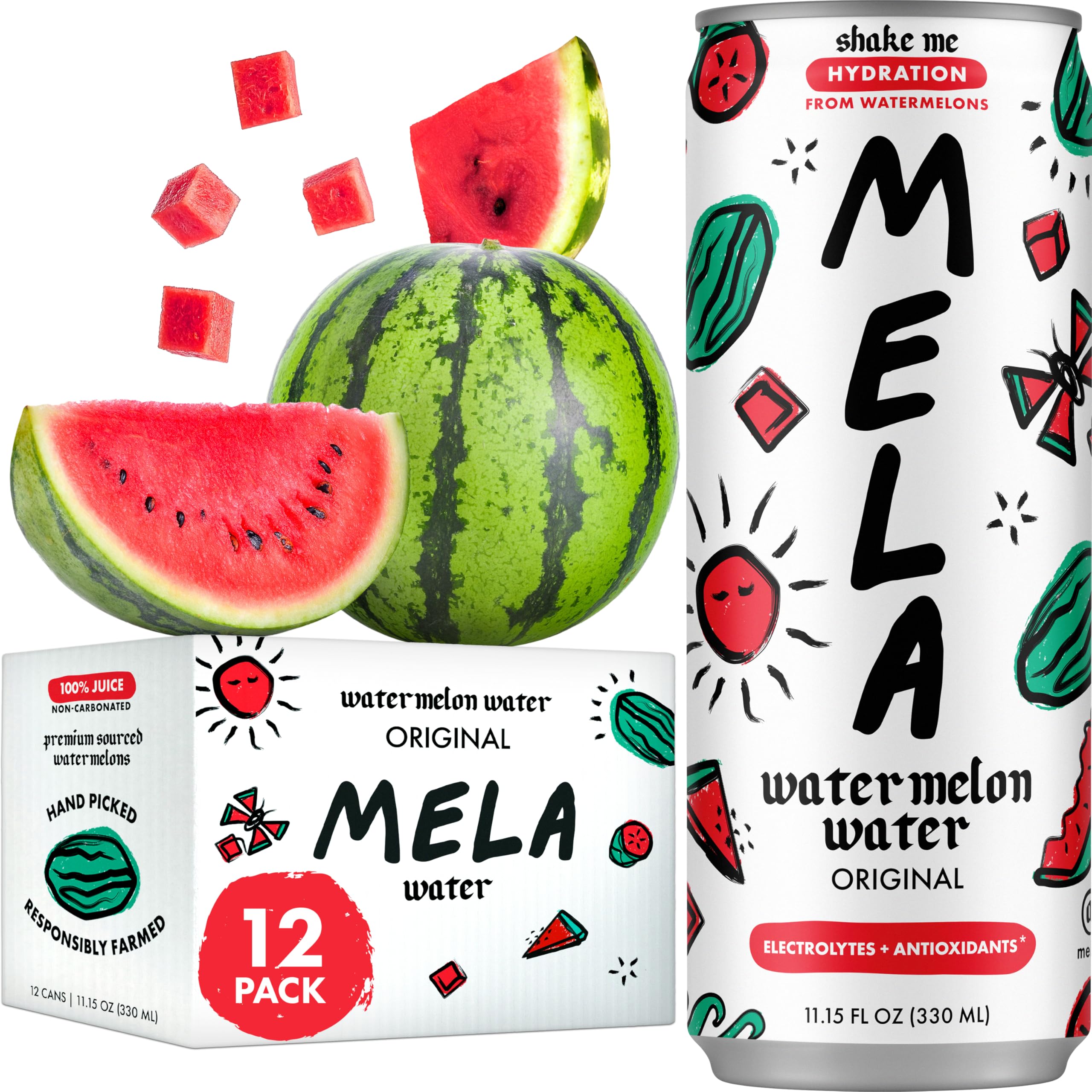Mela Watermelon Water can pour for post-workout hydration with vitamin C.