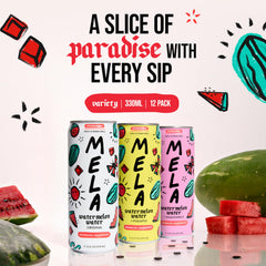 Mela Watermelon Water Pineapple bottle in outdoor setting, energizing taste during workouts.