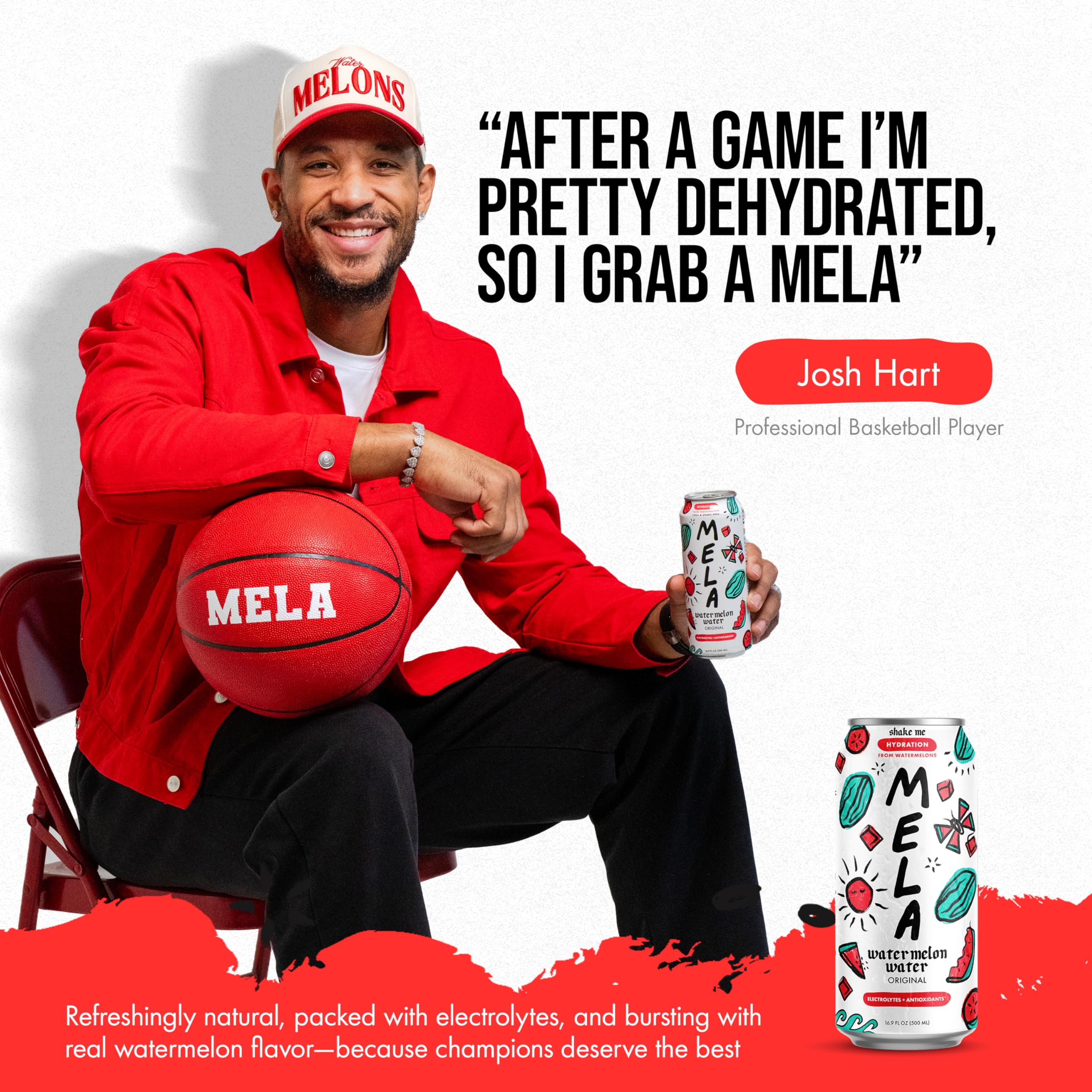 Mela Watermelon Water pour into glass for a refreshing, on-the-go hydration