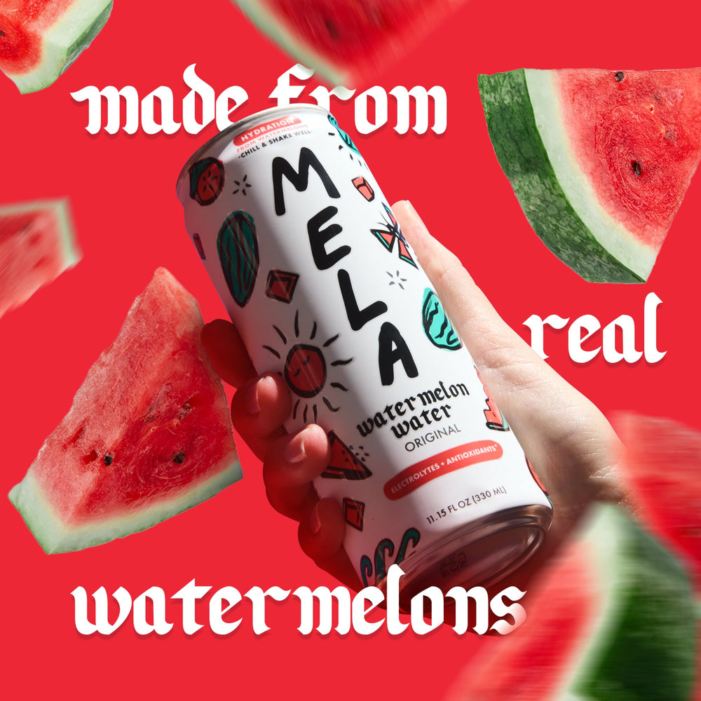 Mela Watermelon Water Variety Pack box on table, try all four flavors at once.