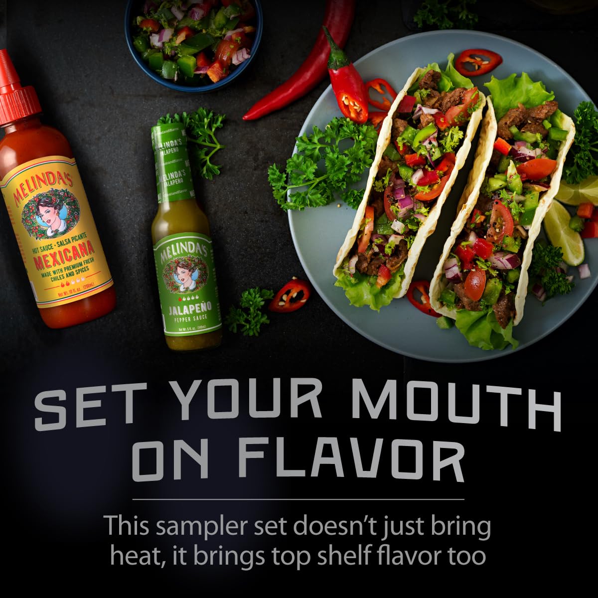 Melinda's Fire Roasted Garlic and Habanero sauce bottle with bold aroma