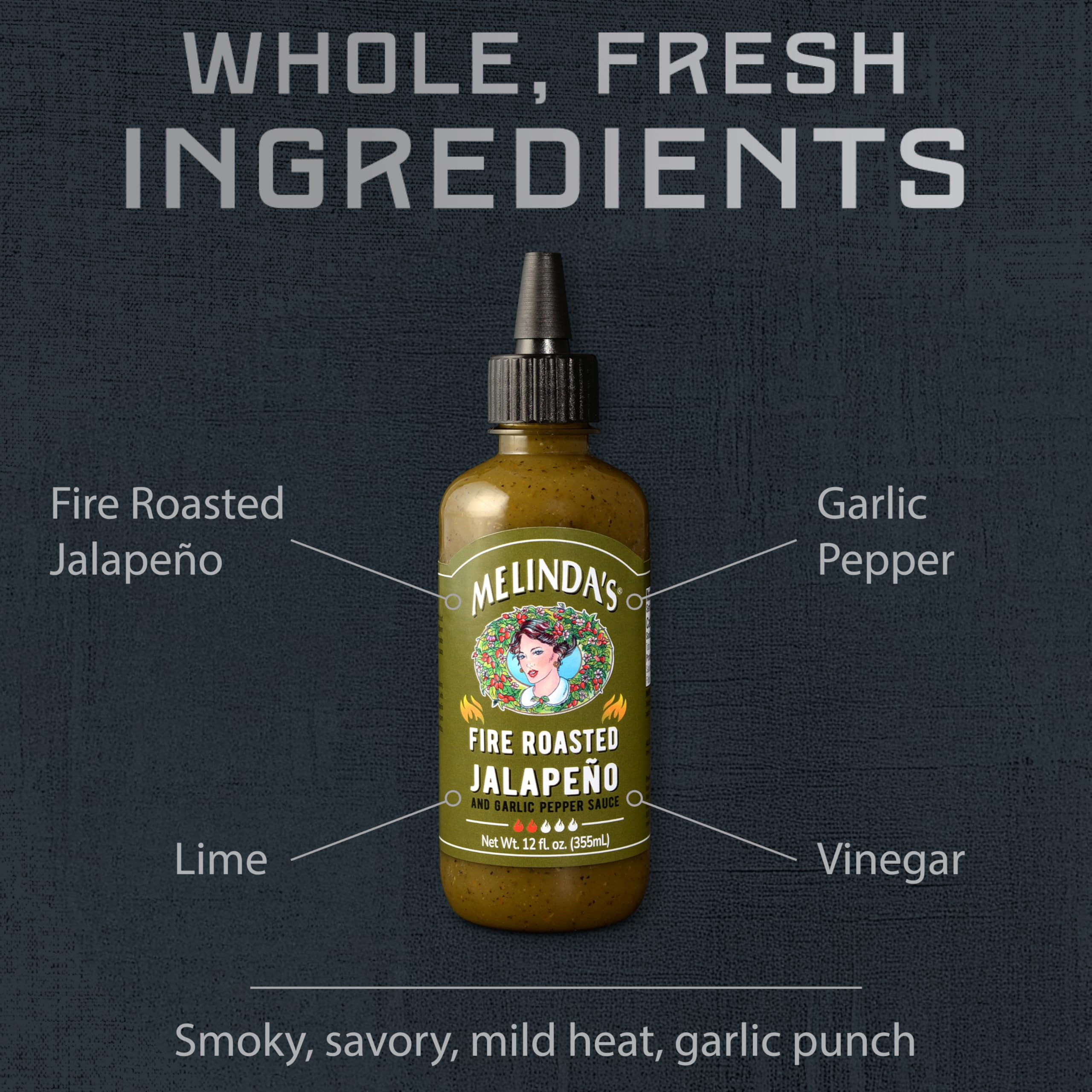 Pizza drizzle with Melinda's jalapeño-garlic sauce for smoky depth.