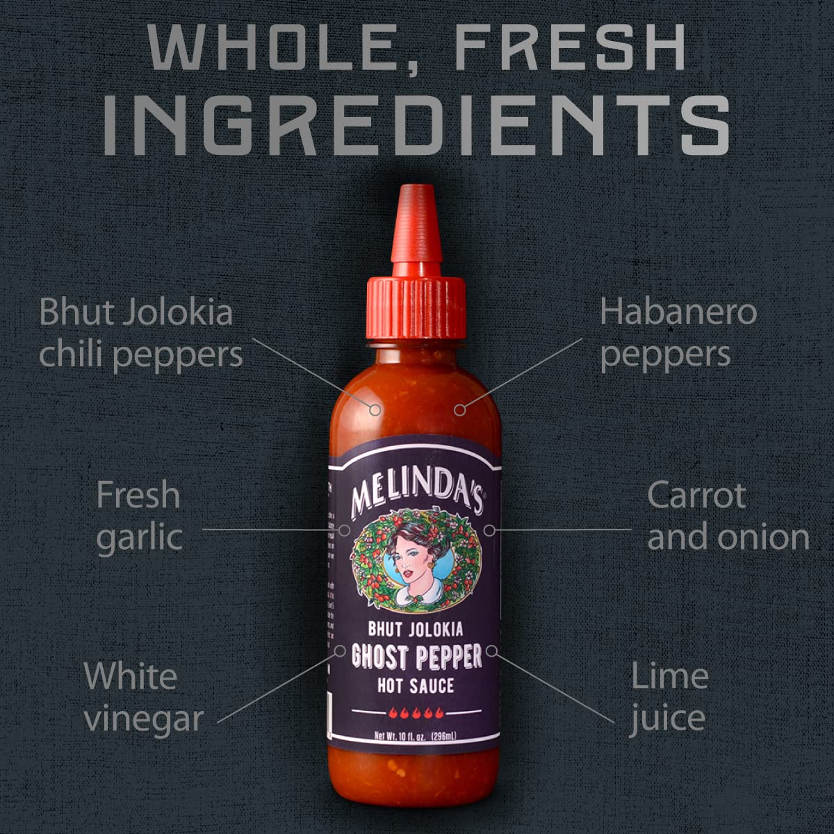 Melinda's Ghost Pepper sauce on pizza enhancing flavor with bright heat.