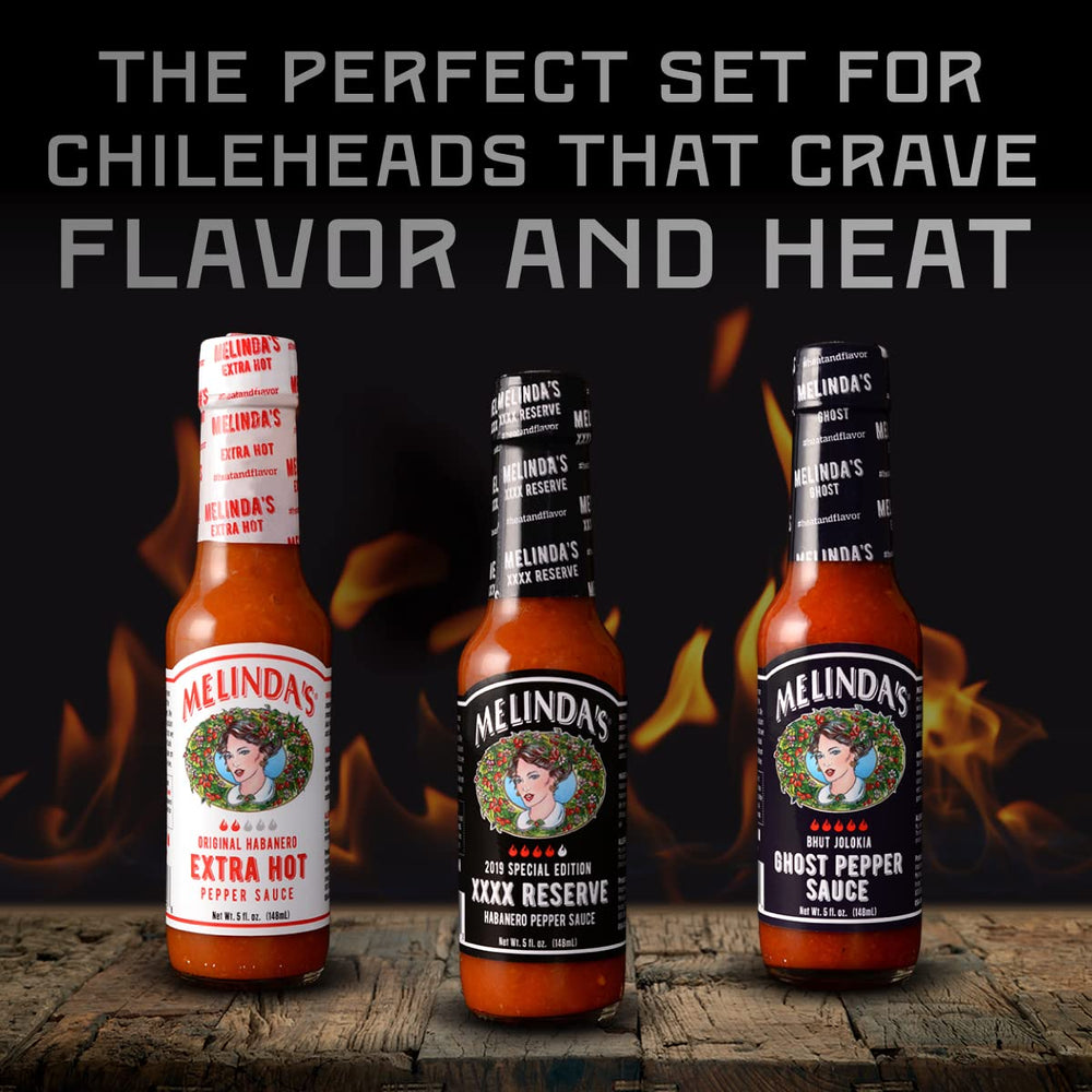 Melinda's habanero flavor profile bottles emphasize bright fruit and pepper complexity.