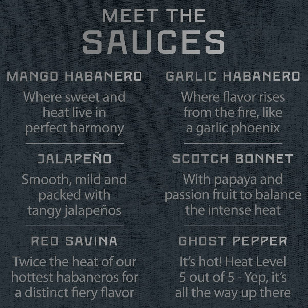 Gift-ready Heat and Flavor collection packaging for hot sauce lovers