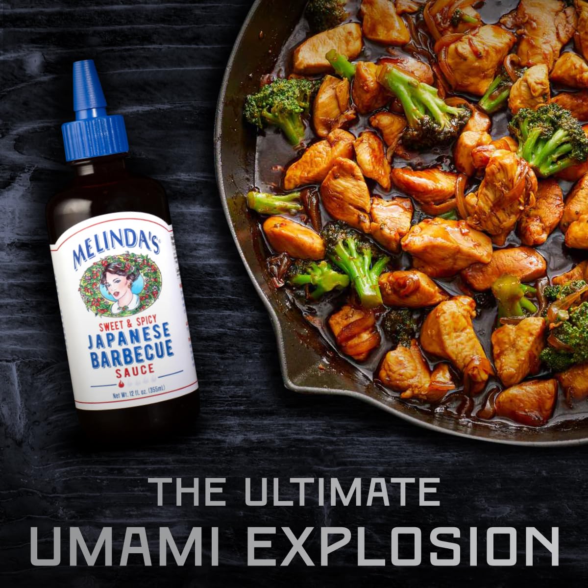 Marinated skewers with Melinda's sauce delivering balanced sweet-spicy flavor.