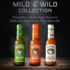 Melinda’s jalapeño bottle showcases fresh, crisp heat for tacos and snacks.