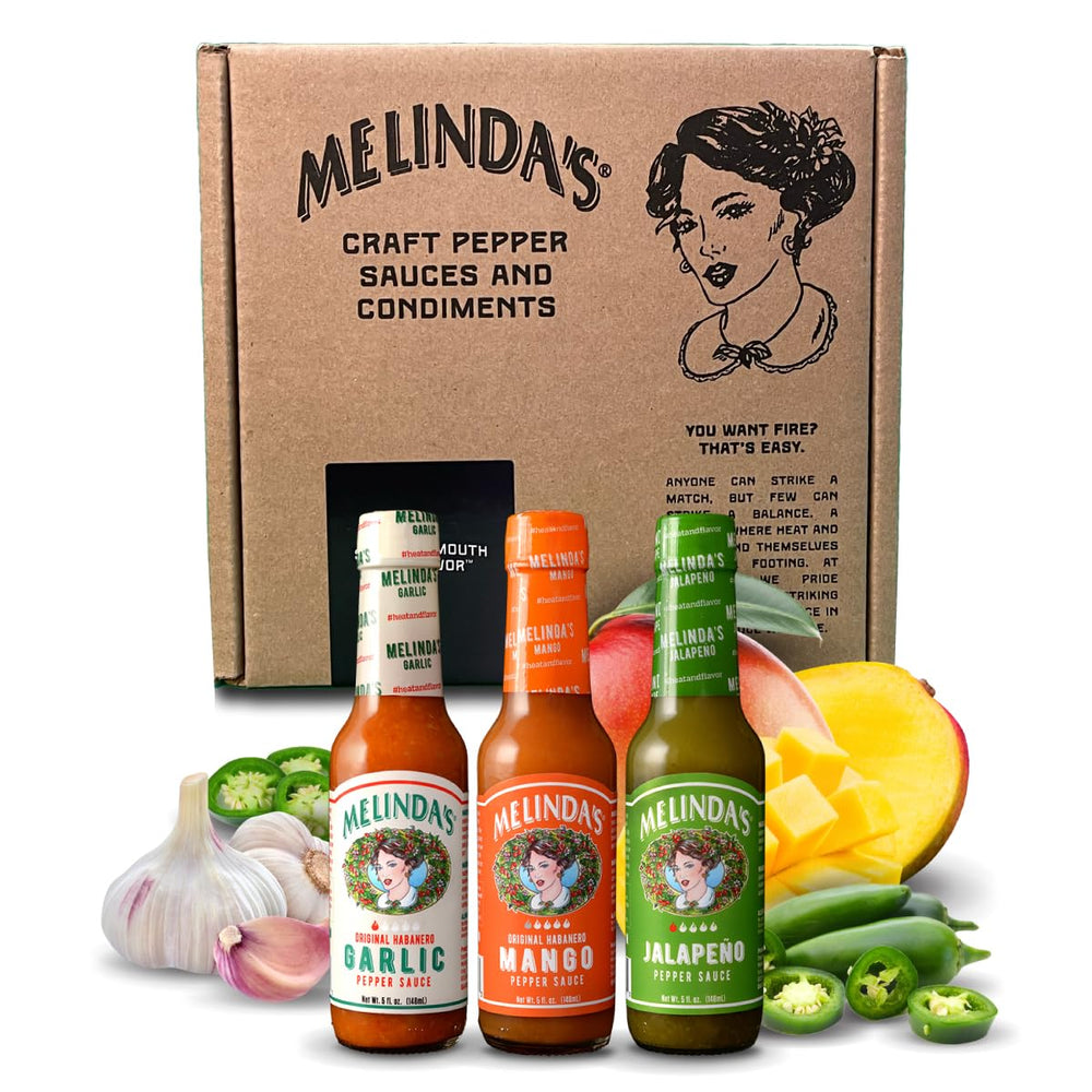 Melinda’s Mild & Wild variety-pack bottles on display for tasting and gifting.