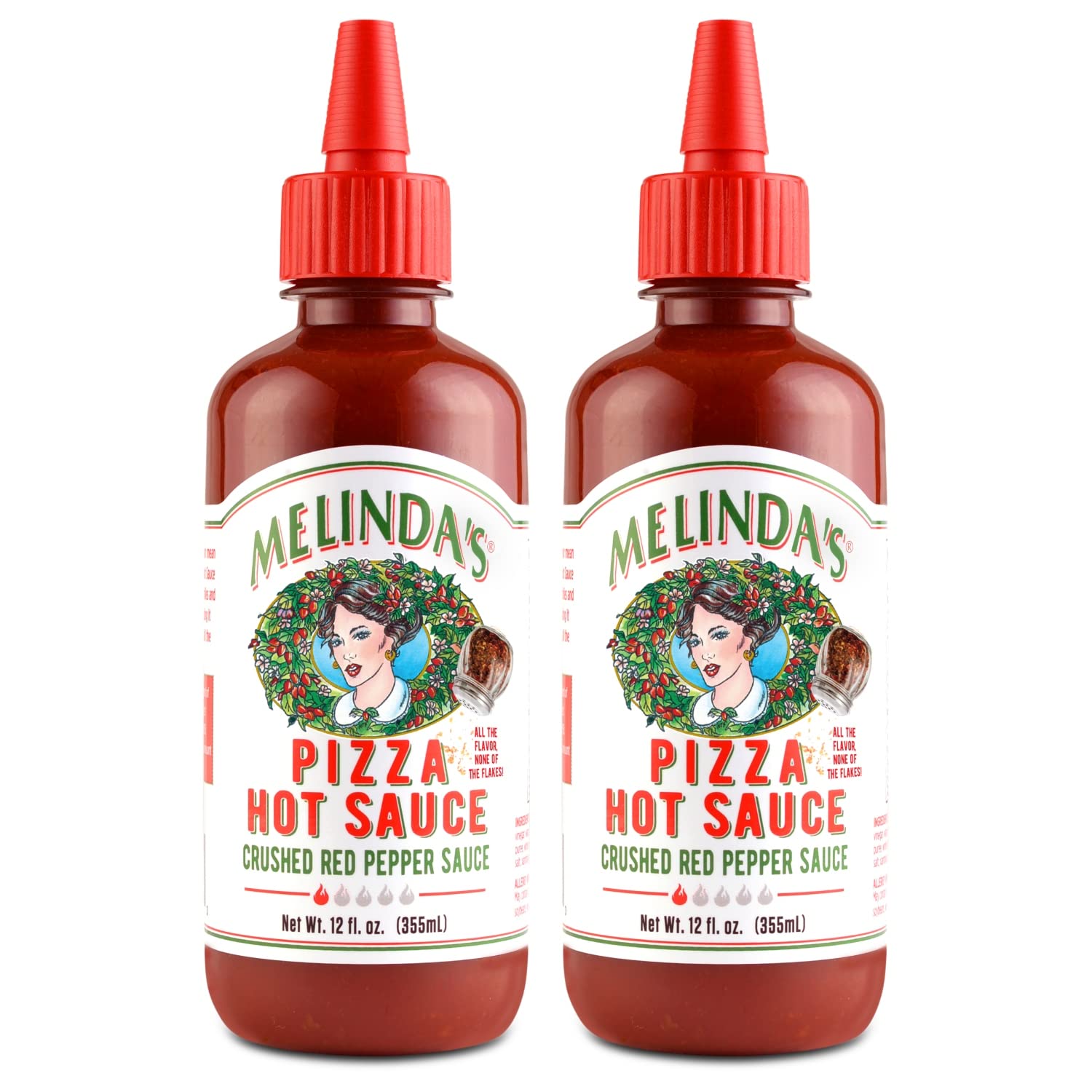 Melinda’s Pizza Hot Sauce bottle closeup showcasing fresh ingredients and vibrant heat.