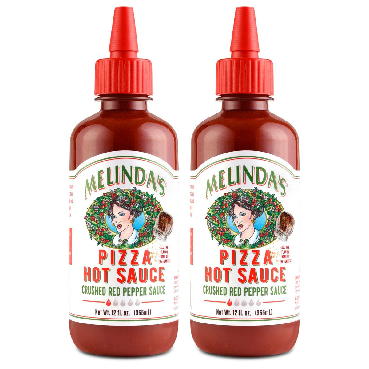 Melinda’s Pizza Hot Sauce bottle closeup showcasing fresh ingredients and vibrant heat.