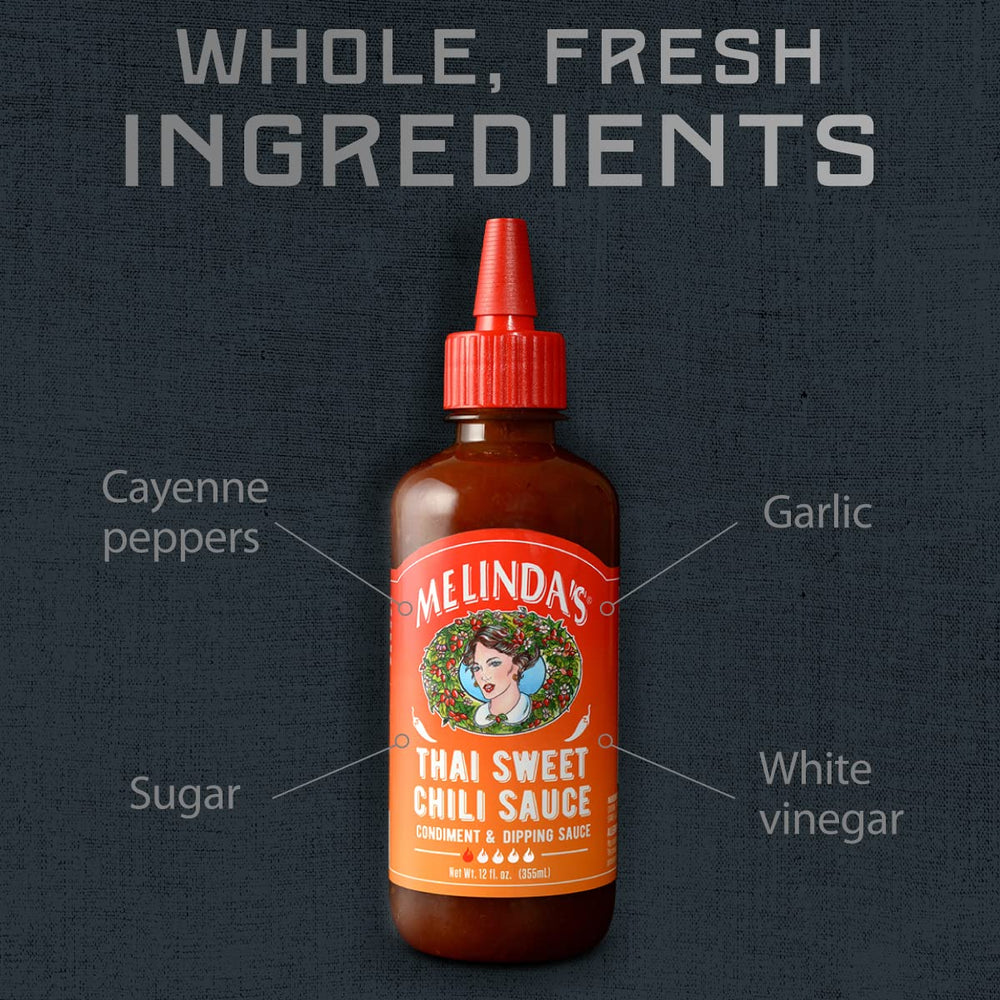 Melinda’s Thai Sweet Chili Sauce kitchen counter ready for quick meals.