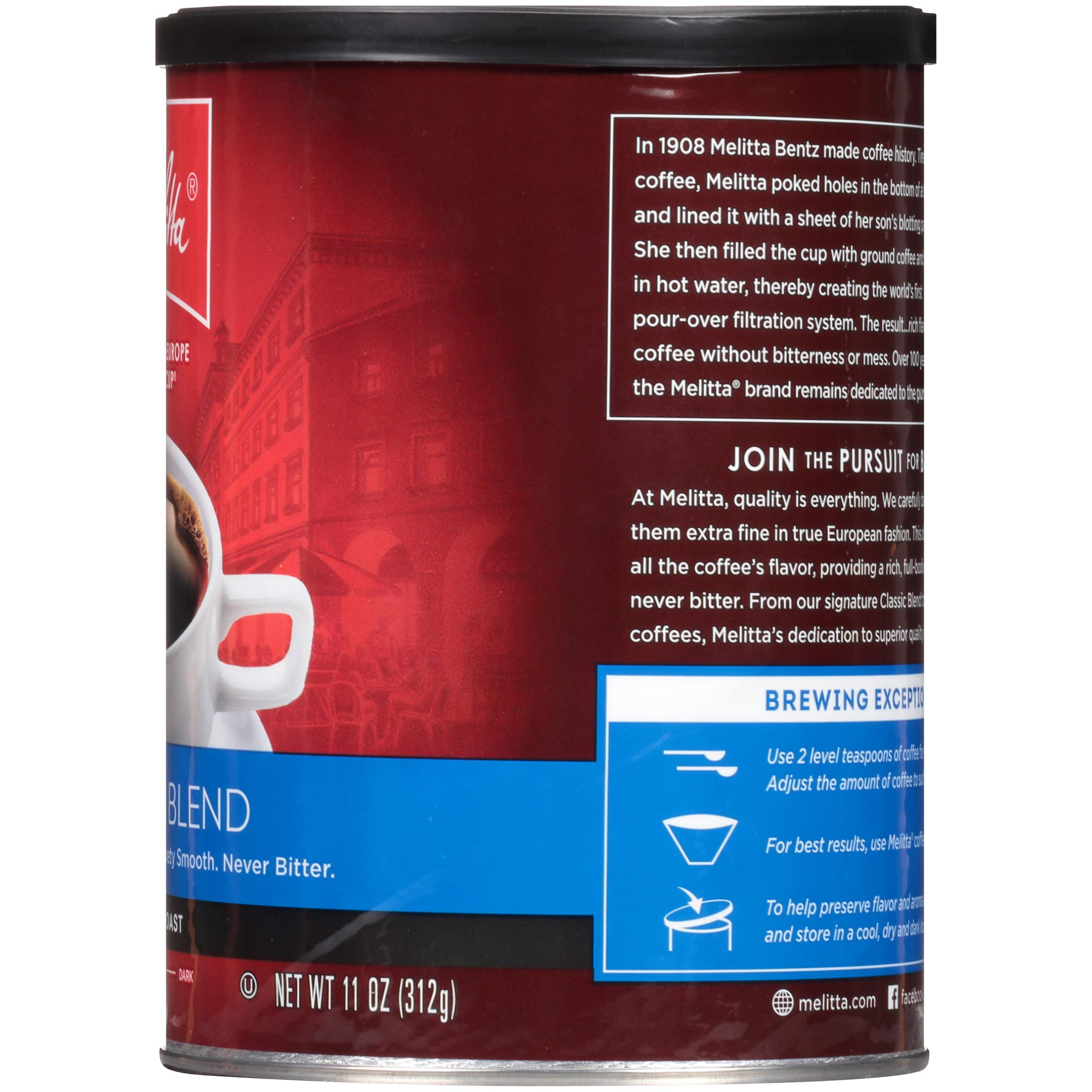Melitta Classic Blend fresh cup emphasizes a smooth, balanced flavor profile.