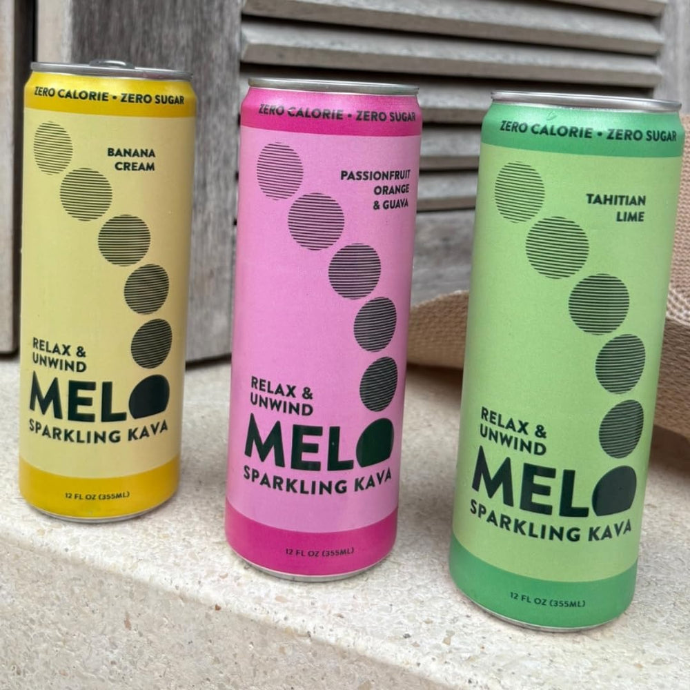Melo 12-pack display on shelf, showcasing variety and accessibility.