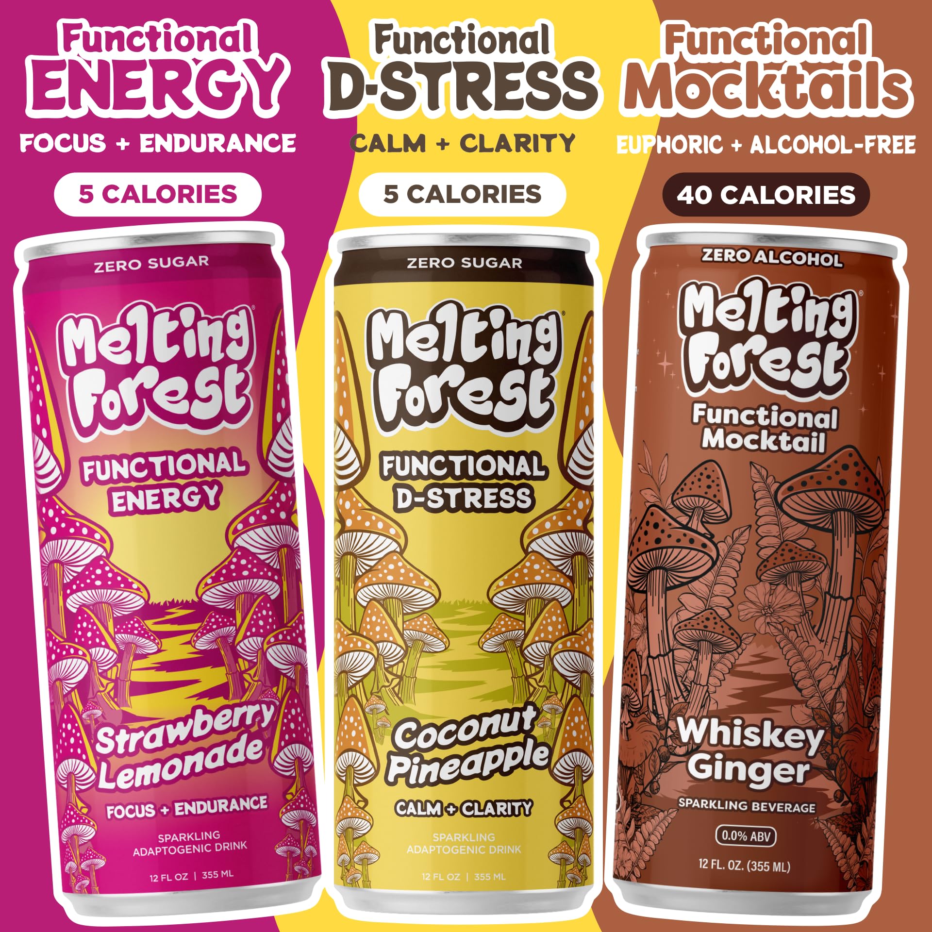 Melting Forest D-Stress 12-pack box displayed on kitchen counter.
